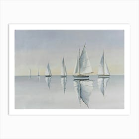 Vintage Painting Sailboats Art Print