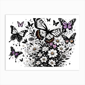 Black And White Butterflies 10 Art Print