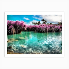 Purple Flowers In The Water Art Print