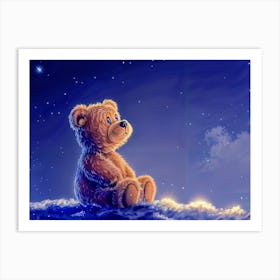 Teddy Bear watching the night sky Art Print