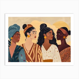 Modern Illustration Of Women In Harmony Enjoying Their Diversity 3 Art Print