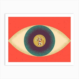 Eye Of The Gods. Geometric red and green Office Room Art print  Art Print