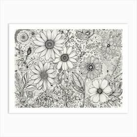 Doodle Flowers 4 Art Print