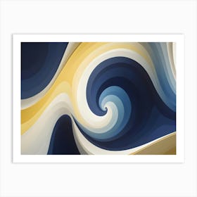 A Stylized Abstract Image Of Swirling Lines And Shapes In Shades Of Blue, Yellow, And White Art Print