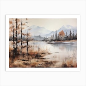 A Painting Of A Lake In Autumn 6 Art Print