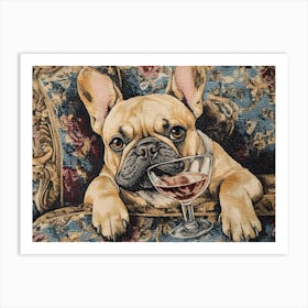 Tapestry Frenchie Drinking 5 Art Print