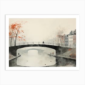 Misty Amsterdam Bridge - expressionism Art Print