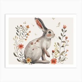 Little Floral Arctic Hare 4 Art Print