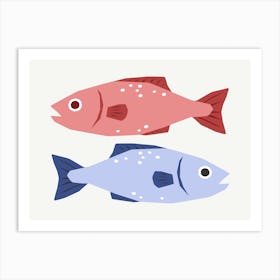 Two Fish Cute Illustration Art Print