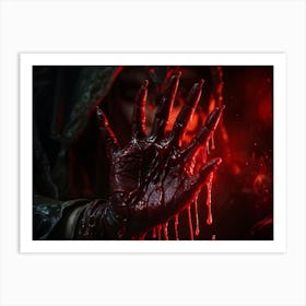 Creepy Texture Focused Close Up Of A Bloody Handprint Oozing Texture Macabre Shadows Accentuating (3) Art Print