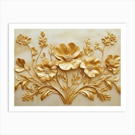 Gold Flowers 36 Art Print