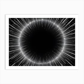 A Black Background With A Glowing, White Circle Surrounded By Radiating Lines Art Print