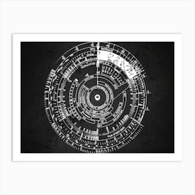 Clock On A Blackboard - Star map blackboard, Zodiac map Art Print