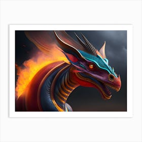 Dragon In Flames Art Print