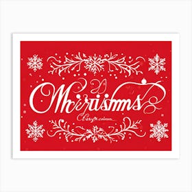 Calligraphic Christmas Greeting Card Featuring Ornate Cursive Script With Hand Drawn Lettering Of (3) Art Print