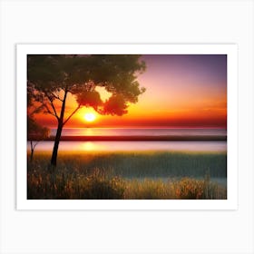 Sunset Over The Water 4 Art Print