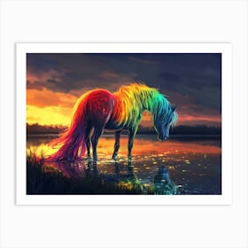 Iridescent Horse In Lake Art Print