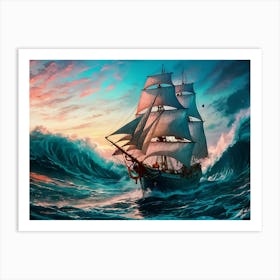 Sailing Ship In The Ocean Art Print