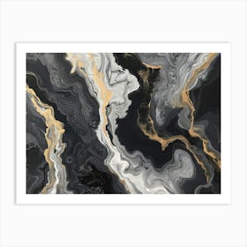 Black And Gold Abstract Painting 2 Art Print