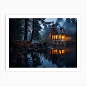 Cabin In The lake Art Print