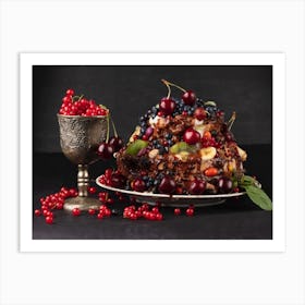 Christmas Cake With Berries Art Print