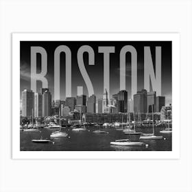 Boston Skyline Monochrome Art Print
