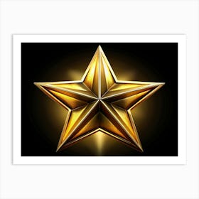 Golden Star With 3d Effect And Glowing Highlights Art Print