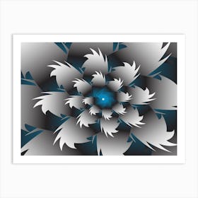 Seamless Blue 3d Floral Art Print