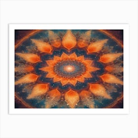 A Vibrant And Intricate Mandala With Orange And Blue Colors, Creating A Spiritual And Mystical Design Against A Starry Background 2 Art Print