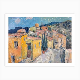 Tranquil Townscape Painting Inspired By Paul Cezanne Art Print