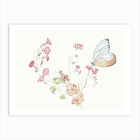 Butterflies And Flowers Kids and Nursery Art Print