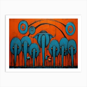Elephants In The Forest Art Print