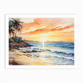 Sunset At The Beach 2 Art Print