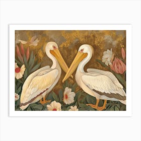 Floral Animal Illustration Pelican 3 Art Print