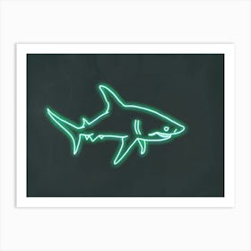 Green Scalloped Hammerhead Neon Shark 6 Art Print