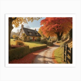 Country Cottage In Autumn Paintings Art Print Art Print