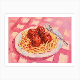 Spaghetti & Meatballs Pink Checkerboard 2 Art Print