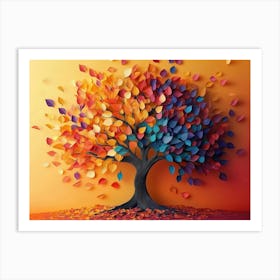 Colorful Tree with Multicolor Leaves 2 Art Print