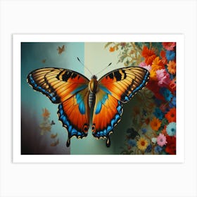 Butterfly With Flowers Art Print