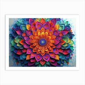 3d Mandala with Vibrant Colors Art Print