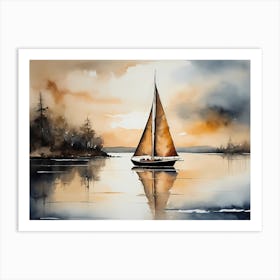 Sailboat Painting Lake House (25) Art Print