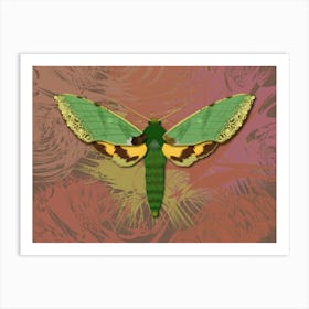 Mechanical Green Butterfly The Euchloron On A Beige Background Art Print