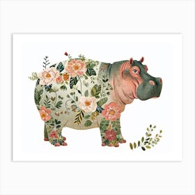 Little Floral Hippopotamus 1 Art Print
