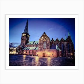 Aarhus Cathedral At Night Art Print