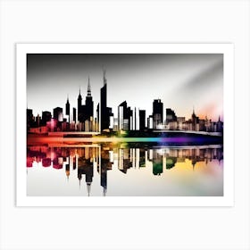 Rainbow City Skyline 2 Art Print