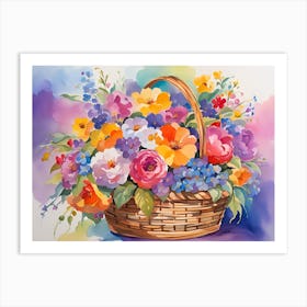 Basket Of Flowers 3 Art Print