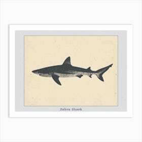 Zebra Shark Silhouette 2 Poster Art Print