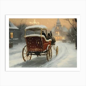 Horse Drawn Carriage In The Snow Art Print