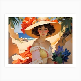 Lady On The Beach Art Print