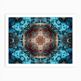 Abstract Watercolor Blue Mandala Texture 3 Art Print